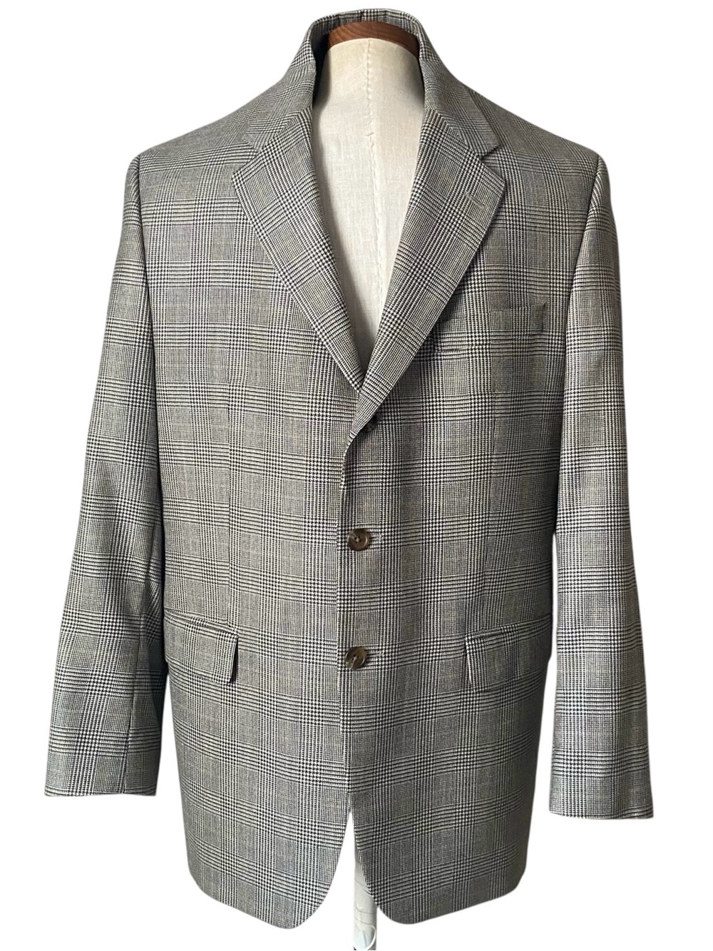 Ralph Ralph Lauren Mens 42R Vintage 90s Silk Wool Glen Plaid Blazer Sport Coat